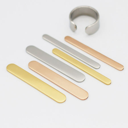 Immagine di 304 Acciaio Inossidabile Etichette di Stampaggio Vuote Anello Rettangolo Multicolore Lucidato Due Lati 52mm x 8mm, 1 Pz