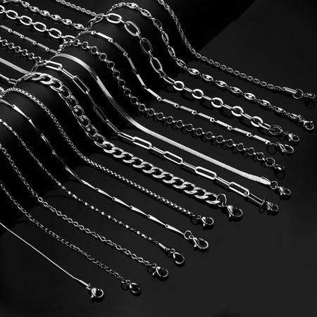 Image de Colliers En Gros Argent Mat en 304 Acier Inoxydable, Chaînes, Unisexe Élégant Minimaliste Cadeau Bijoux pour Détaillants 45cm long, 1 Pièce
