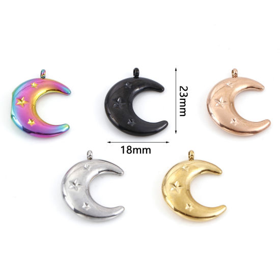 Изображение 304 Нержавеющая Сталь галактика Подвески Луна половина Разноцветный Звезда 23мм x 18мм, 1 ШТ