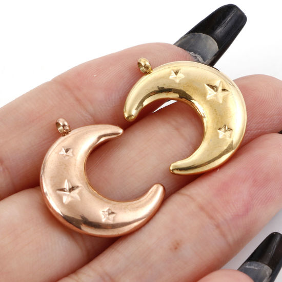 Изображение 304 Нержавеющая Сталь галактика Подвески Луна половина Разноцветный Звезда 23мм x 18мм, 1 ШТ
