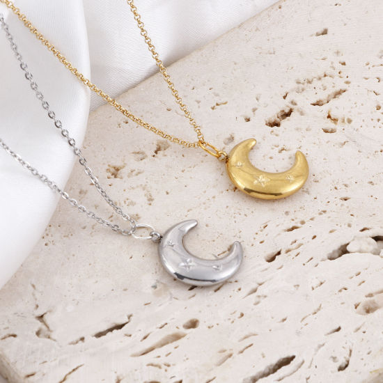 Изображение 304 Нержавеющая Сталь галактика Подвески Луна половина Разноцветный Звезда 23мм x 18мм, 1 ШТ