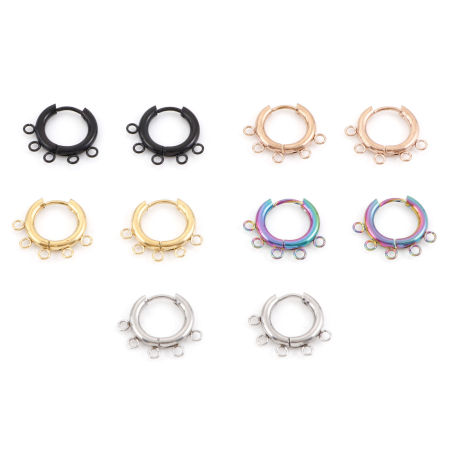 304 Stainless Steel Hoop Earrings Round Multicolor With Loop 20mm x 18mm