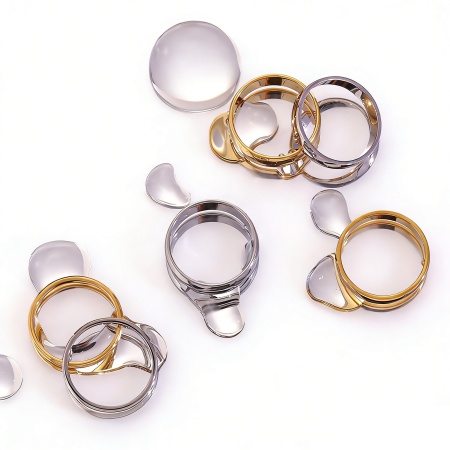 304 Stainless Steel Simple Unadjustable Band Rings Multicolor