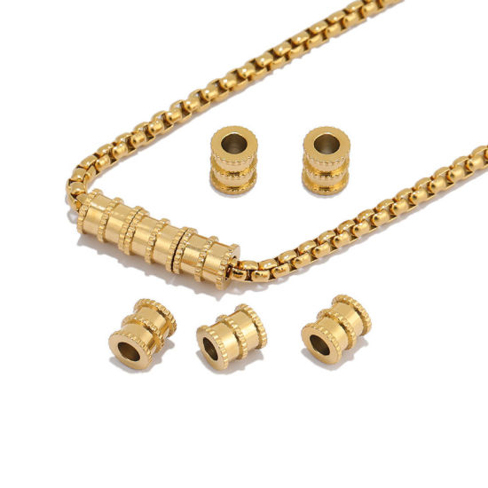 Picture of 304 Stainless Steel Beads Cylinder Multicolor 6.5mm x 6mm