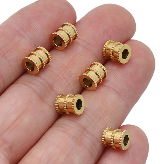 Picture of 304 Stainless Steel Beads Cylinder Multicolor 6.5mm x 6mm