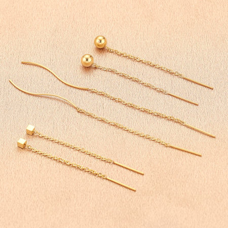 304 Stainless Steel Ear Thread Threader Earrings Multicolor