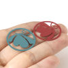 Picture of Iron Based Alloy Filigree Stamping Connectors Round Multicolor Butterfly Painted 25mm Dia., 10 PCs