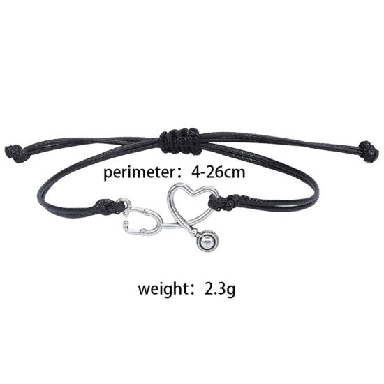 Image de Bracelets Tressés Médical en Polyester Argent Mat Electrocardiogramme 1 Pièce