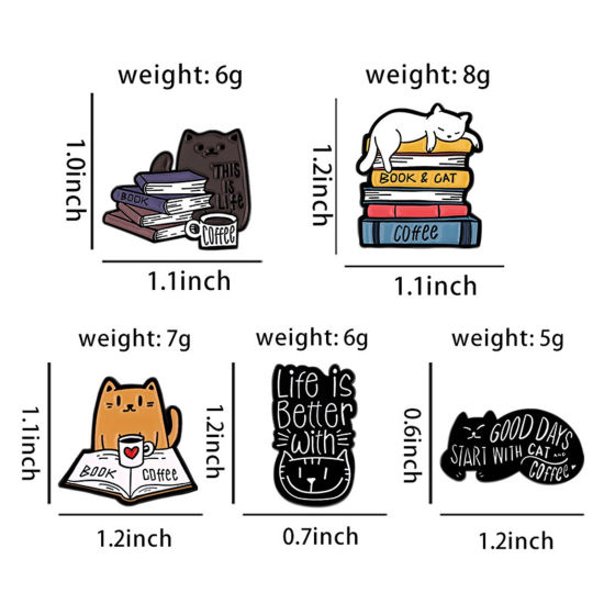 Picture of Cute Pin Brooches Book Cat Multicolor Enamel