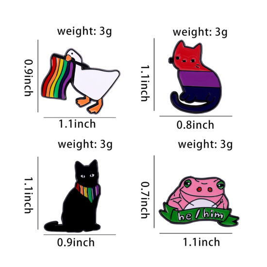 Picture of Stylish Pin Brooches Cat Animal Rainbow Multicolor Enamel