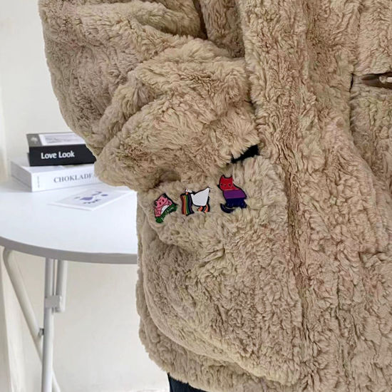 Picture of Stylish Pin Brooches Cat Animal Rainbow Multicolor Enamel