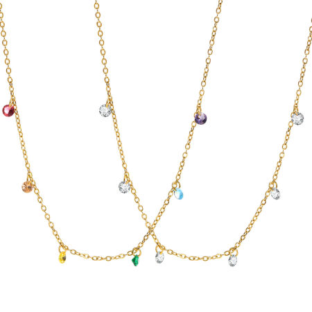Immagine di Ecologico Squisito Elegante 18K Vero Oro Placcato 304 Acciaio Inossidabile & Zircone Cubico Cavo Catena Irregolare Collana con Ciondolo Per Donne 1 Pz