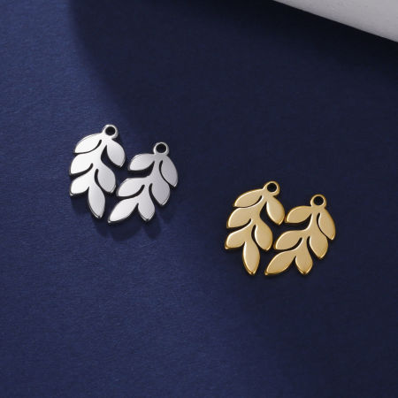 304 Edelstahl Charms Blätter Bunt 7.3mm x 14mm, 2 Stück