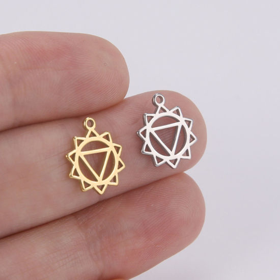 Immagine di 304 Acciaio Inossidabile Charms Yoga Multicolore 11.5mm x 14mm, 2 Pz