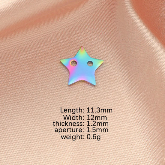 Picture of 304 Stainless Steel Charms Multicolor Pentagram Star 11mm x 12mm