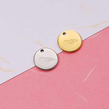 304 Stainless Steel Charms Multicolor Round Bird 12mm Dia.