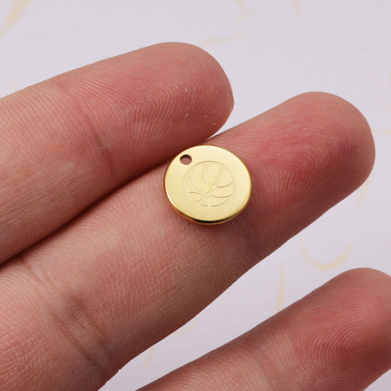 Изображение 304 Нержавеющая Сталь Подвески Круглые Разноцветный Молния 12мм Диаметр, 1 ШТ