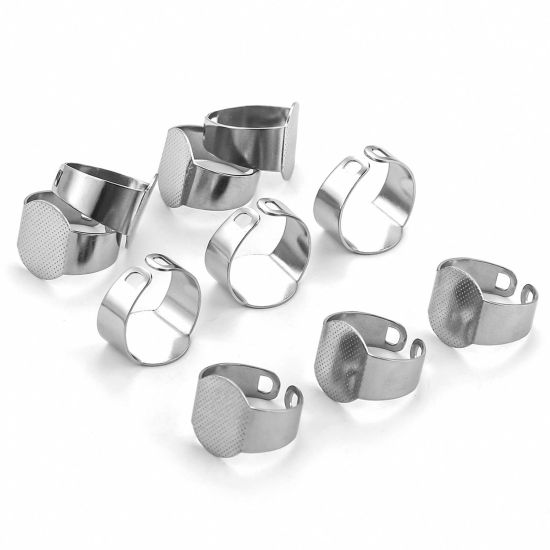 Bild von 304 Edelstahl Offen Verstellbar Ring Bunt Klebbar 19mm (US Größe 9), 5 Stück