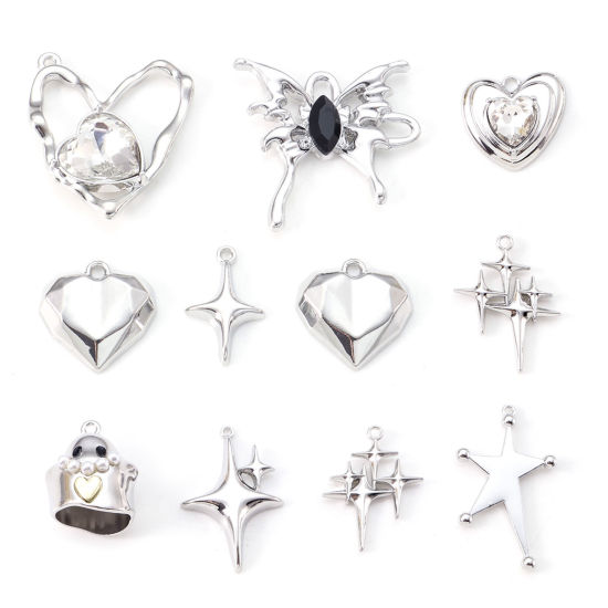 Picture of Zinc Based Alloy Pendants Silver Tone Heart Star