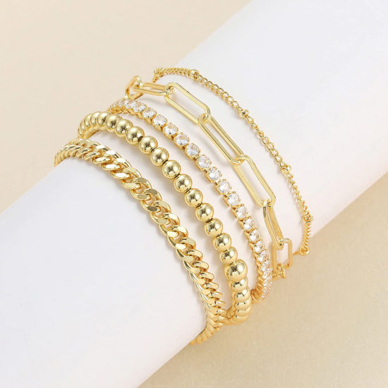 Imagen de Hypoallergenic 304 Stainless Steel Link Chain Anklet Gold Plated 21cm(8 2/8") long, 1 Piece