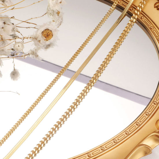 Imagen de Hypoallergenic 304 Stainless Steel Link Chain Anklet Gold Plated 21cm(8 2/8") long, 1 Piece