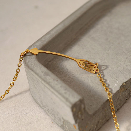 Picture of Eco-friendly Vacuum Plating 304 Stainless Steel Ins Style Link Cable Chain Bracelets Gold Plated 16.5cm(6 4/8") long, 1 Piece