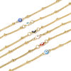 Imagen de 1 Unidad Enchapado al Vacío 304 Acero Inoxidable Religión Link Curb Chain Tobilleras Chapado en Oro Multicolor Esmalte de Doble Cara Ronda Mal de ojo 21.5cm longitud