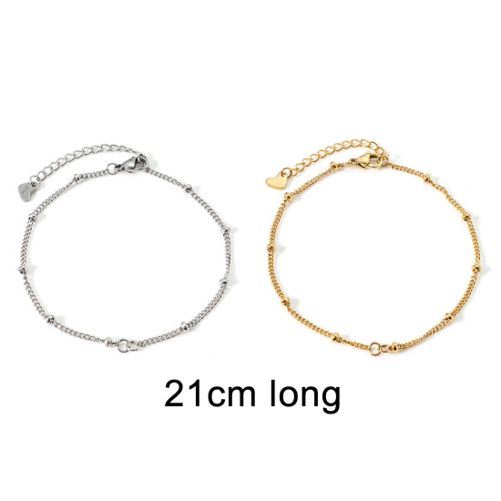 Picture of 304 Stainless Steel Curb Link Chain Semi-finished Anklet For DIY Handmade Jewelry Making Multicolor With Lobster Claw Clasp And Extender Chain 20cm(7 7/8") long