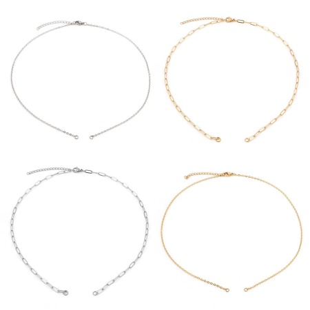 304 Edelstahl Gliederkette Kette Halbfertige Halskette für die Herstellung von handgefertigtem Schmuck Bunt Mit Karabiner Verschluss und Verlängerungskette Extender 44.5cm lang, 1 Strang