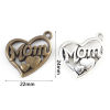 Picture of Zinc Based Alloy Mother's Day Charms Multicolor Heart Message " Mom " 24mm x 22mm