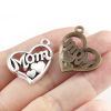 Picture of Zinc Based Alloy Mother's Day Charms Multicolor Heart Message " Mom " 24mm x 22mm