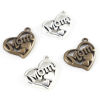 Picture of Zinc Based Alloy Mother's Day Charms Multicolor Heart Message " Mom " 24mm x 22mm