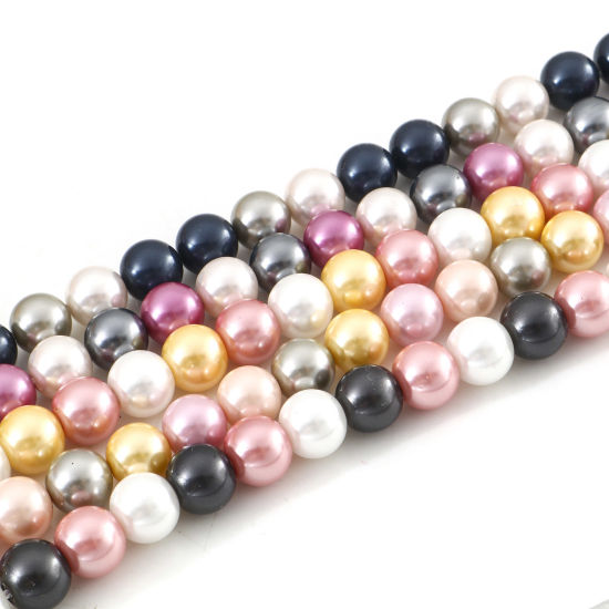 Image de Perles pour DIY Fabrication de Bijoux de Charme en Coquille Multicolore Imitation Perles 8mm Dia, Taille de Trou: 1mm, 39cm long, 1 Enfilade （Env. 50 Pcs/Enfilade)
