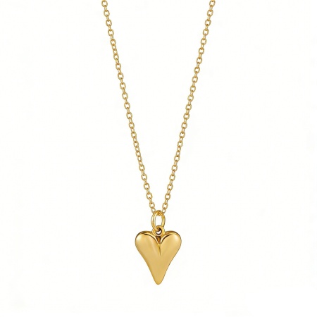 Immagine di Ecologico Minimalista Elegante 18K Vero Oro Placcato 304 Acciaio Inossidabile Cavo Catena Cuore Tondo Collana con Ciondolo Per Donne Festa della Mamma 1 Pz