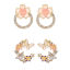 Image de Boucles d'Oreilles Puces Romantique Doré Fleur Papillons à Strass Transparent Émail 1 Paire
