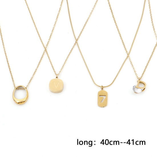 Immagine di 304 Acciaio Inossidabile Elegante Cavo Catena Collana 18K Oro Placcato Ovale 1 Pz