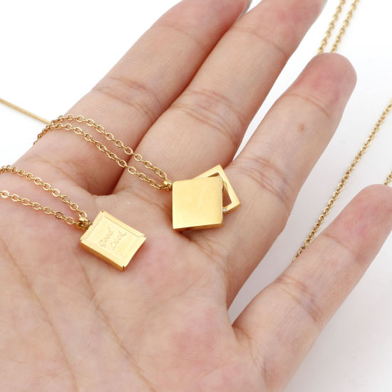 Immagine di 304 Acciaio Inossidabile Elegante Cavo Catena Collana 18K Oro Placcato Ovale 1 Pz