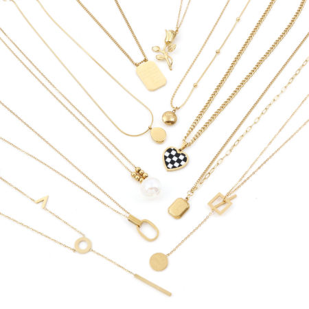 Immagine di 304 Acciaio Inossidabile Elegante Cavo Catena Collana 18K Oro Placcato Rosa 1 Pz