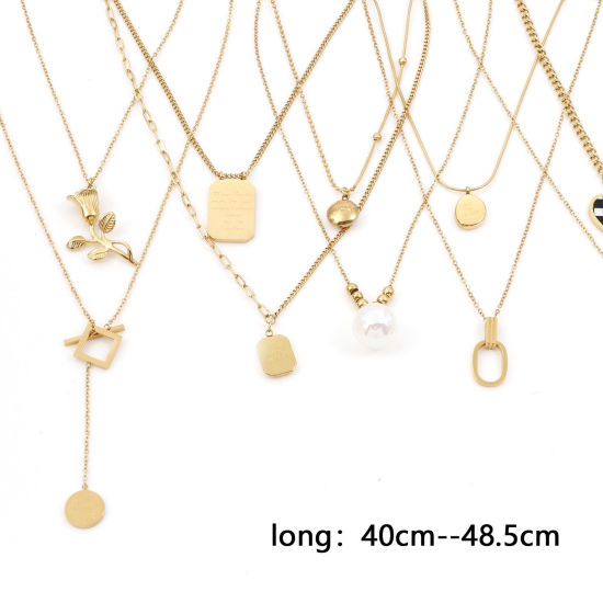 Imagen de 304 Acero Inoxidable Elegante Cable Cadena Cruz Collares 18k Chapado en Oro Rosa 1 Unidad