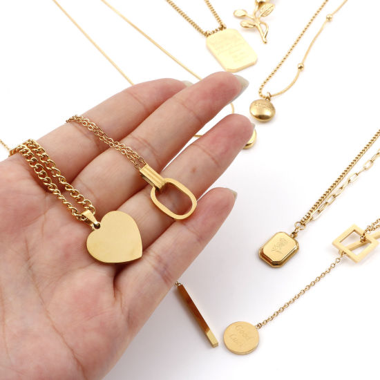 Imagen de 304 Acero Inoxidable Elegante Cable Cadena Cruz Collares 18k Chapado en Oro Rosa 1 Unidad