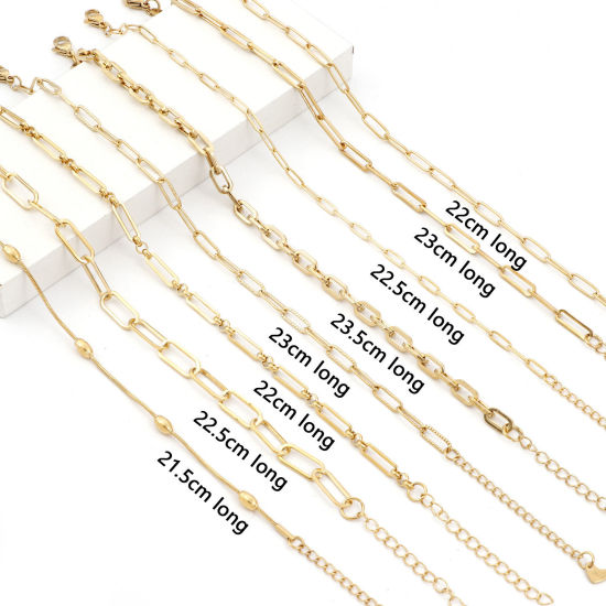 Picture of 1 Piece Vacuum Plating 304 Stainless Steel Simple Link Chain Anklet Gold Plated