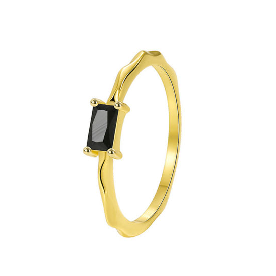 Picture of Eco-friendly Stylish Simple 18K Real Gold Plated Copper & Cubic Zirconia Unadjustable Rings Unisex Anniversary
