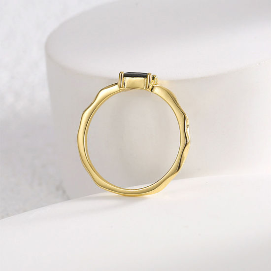 Picture of Eco-friendly Stylish Simple 18K Real Gold Plated Copper & Cubic Zirconia Unadjustable Rings Unisex Anniversary
