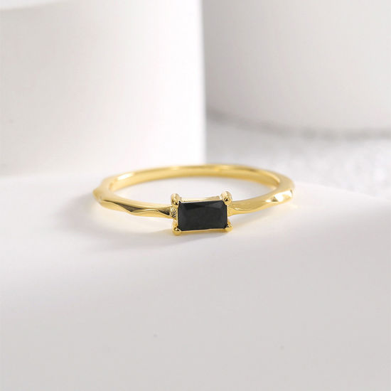 Picture of Eco-friendly Stylish Simple 18K Real Gold Plated Copper & Cubic Zirconia Unadjustable Rings Unisex Anniversary