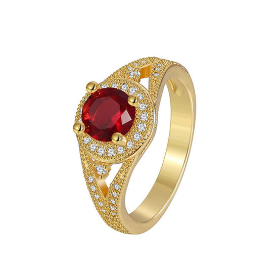 Immagine di Ecologico Dolce & Carino Elegante 18K Vero Oro Placcato Rame & Zircone Cubico Non Regolabile Tondo Anello Per Donne Festa della Mamma 1 Pz