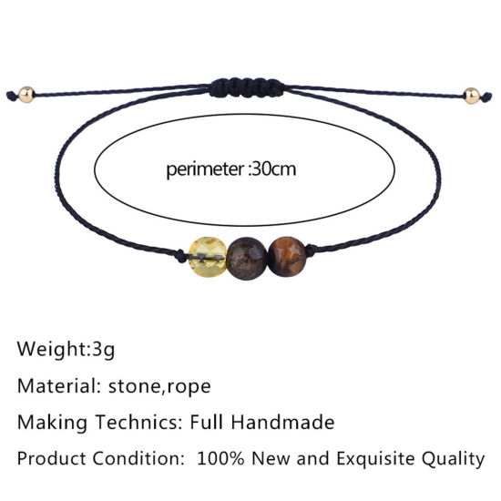 Изображение Полудрагоценный Камень Плетеные браслеты Знак Зодиака Регулируемый 30см длина, 1 ШТ