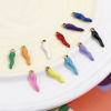 Image de Breloques en 304 Acier Inoxydable Piment Doré Multicolore Émail 17.5mm x 4.5mm , 2 Pcs