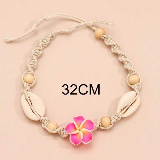 Image de Bracelet de Cheville Tressé Style Bohème en Coquille Multicolore Fleur 1 Pièce