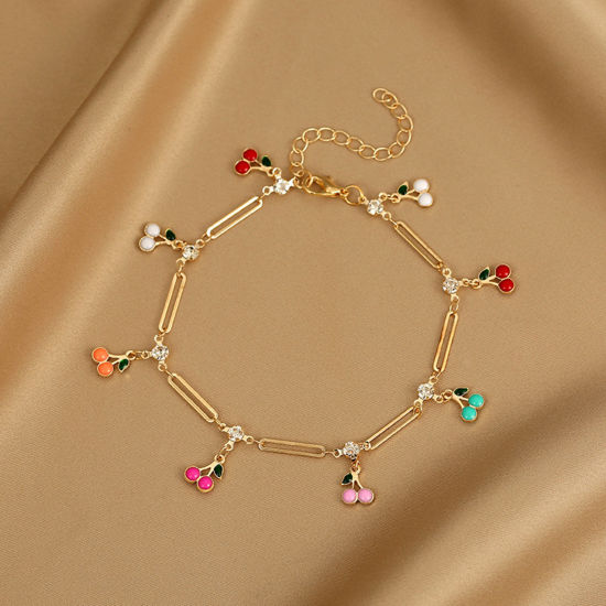 Picture of Copper Stylish Anklet Gold Plated Multicolor Butterfly Animal Evil Eye Enamel