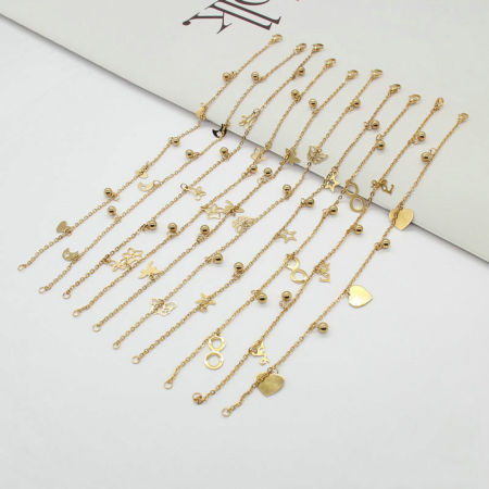 304 Edelstahl Stilvoll Erbskette Kette Fußketten Vergoldet 1 Strang